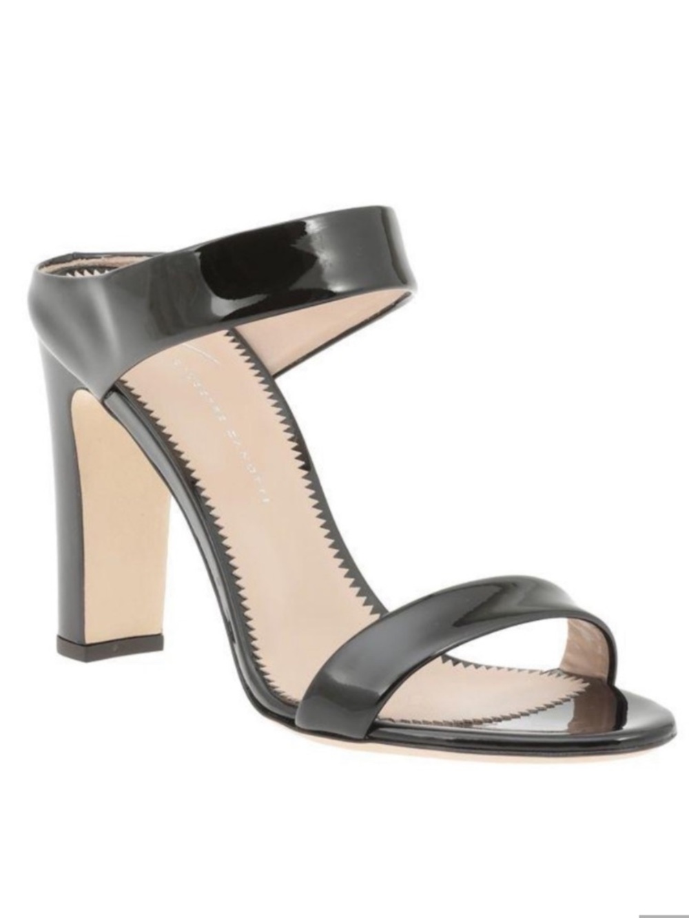 Giuseppe Zanotti Alizée Double Band Black Patent Leather Sandals Size IT 39 NIB